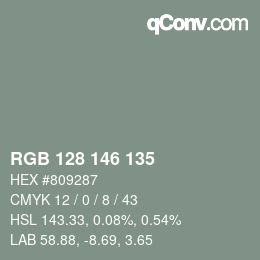 カラーコード: RGB 128 146 135 | qconv.com