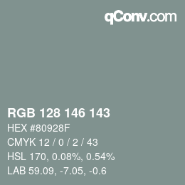 カラーコード: RGB 128 146 143 | qconv.com