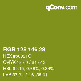 カラーコード: RGB 128 146 28 | qconv.com