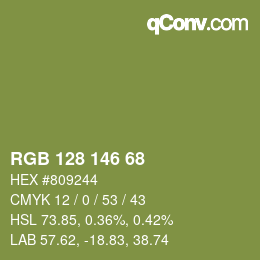 カラーコード: RGB 128 146 68 | qconv.com