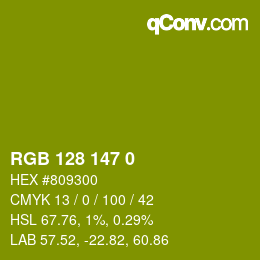 颜色代码: RGB 128 147 0 | qconv.com