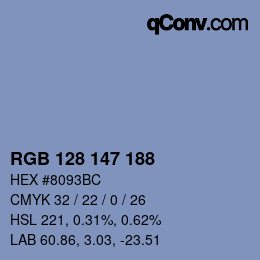 Code couleur: RGB 128 147 188 | qconv.com