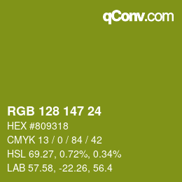 カラーコード: RGB 128 147 24 | qconv.com