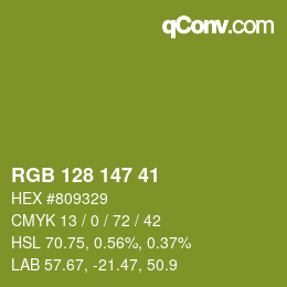 Color code: RGB 128 147 41 | qconv.com