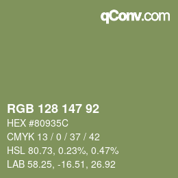 カラーコード: RGB 128 147 92 | qconv.com