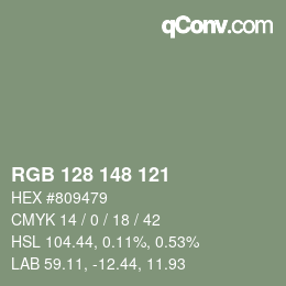 カラーコード: RGB 128 148 121 | qconv.com