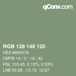 カラーコード: RGB 128 149 120 | qconv.com