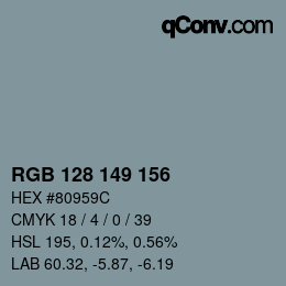 Color code: RGB 128 149 156 | qconv.com