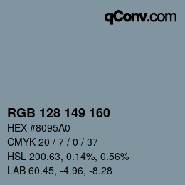 Farbcode: RGB 128 149 160 | qconv.com