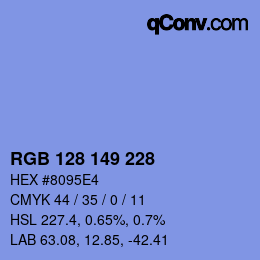カラーコード: RGB 128 149 228 | qconv.com