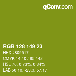 Color code: RGB 128 149 23 | qconv.com