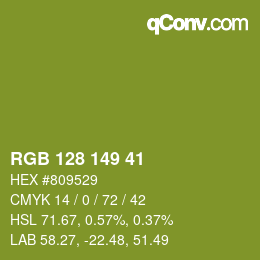 颜色代码: RGB 128 149 41 | qconv.com