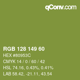 颜色代码: RGB 128 149 60 | qconv.com
