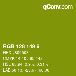 カラーコード: RGB 128 149 8 | qconv.com