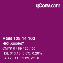 Color code: RGB 128 14 103 | qconv.com