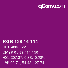 颜色代码: RGB 128 14 114 | qconv.com
