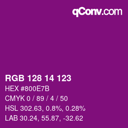 Color code: RGB 128 14 123 | qconv.com