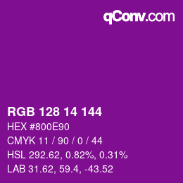 颜色代码: RGB 128 14 144 | qconv.com