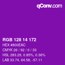 Color code: RGB 128 14 172 | qconv.com