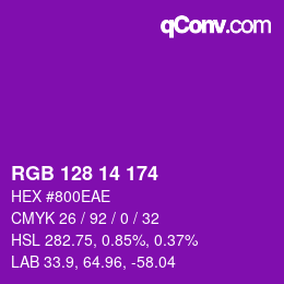 カラーコード: RGB 128 14 174 | qconv.com