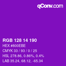 Color code: RGB 128 14 190 | qconv.com