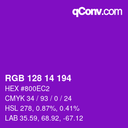 Color code: RGB 128 14 194 | qconv.com