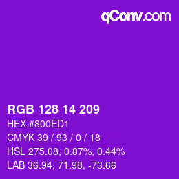 Color code: RGB 128 14 209 | qconv.com