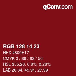 カラーコード: RGB 128 14 23 | qconv.com
