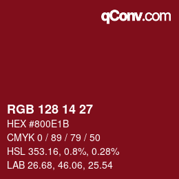 カラーコード: RGB 128 14 27 | qconv.com