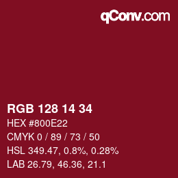 Color code: RGB 128 14 34 | qconv.com