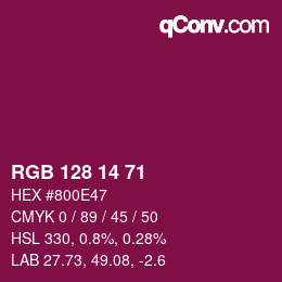 カラーコード: RGB 128 14 71 | qconv.com