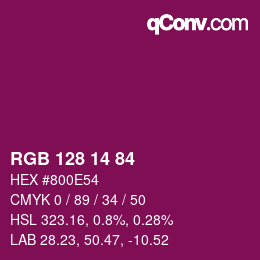カラーコード: RGB 128 14 84 | qconv.com