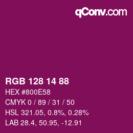 カラーコード: RGB 128 14 88 | qconv.com