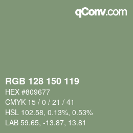 Color code: RGB 128 150 119 | qconv.com