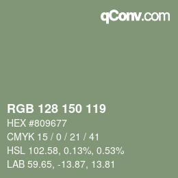 カラーコード: RGB 128 150 119 | qconv.com
