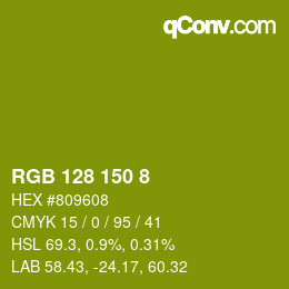 颜色代码: RGB 128 150 8 | qconv.com