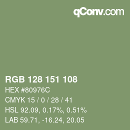 Color code: RGB 128 151 108 | qconv.com