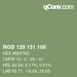 Color code: RGB 128 151 108 | qconv.com