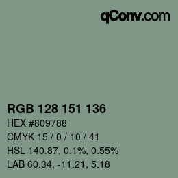 カラーコード: RGB 128 151 136 | qconv.com