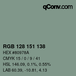 Color code: RGB 128 151 138 | qconv.com