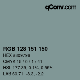 カラーコード: RGB 128 151 150 | qconv.com