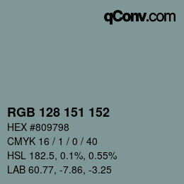 カラーコード: RGB 128 151 152 | qconv.com