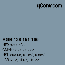 Color code: RGB 128 151 166 | qconv.com