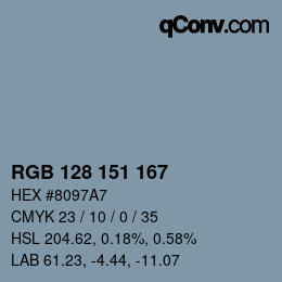 Color code: RGB 128 151 167 | qconv.com