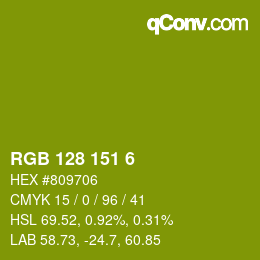 Color code: RGB 128 151 6 | qconv.com