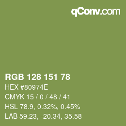 颜色代码: RGB 128 151 78 | qconv.com