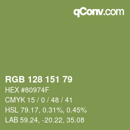 カラーコード: RGB 128 151 79 | qconv.com