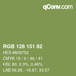 Color code: RGB 128 151 82 | qconv.com