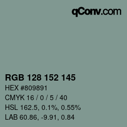 Color code: RGB 128 152 145 | qconv.com