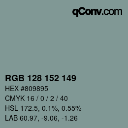 Color code: RGB 128 152 149 | qconv.com
